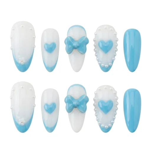 Press-on Nails Wholesale $7.90 Aqua Charm by Yabe Vietnam