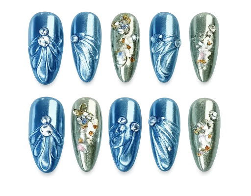 Press-on Nails Wholesale $7.90 Azure Cascade by Yabe Vietnam