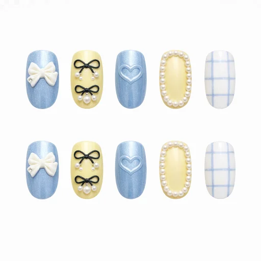 Press-on Nails Wholesale $7.90 Chic Pastel Glam by Yabe Vietnam