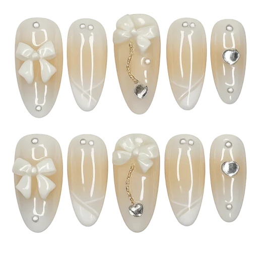 Press-on Nails Wholesale $7.90 Elegance Bow by Yabe Vietnam