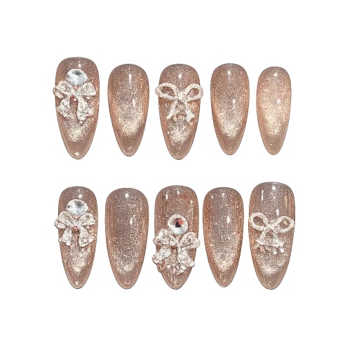 Press-on Nails Wholesale $6.90 Glamorous Bow by Yabe Vietnam