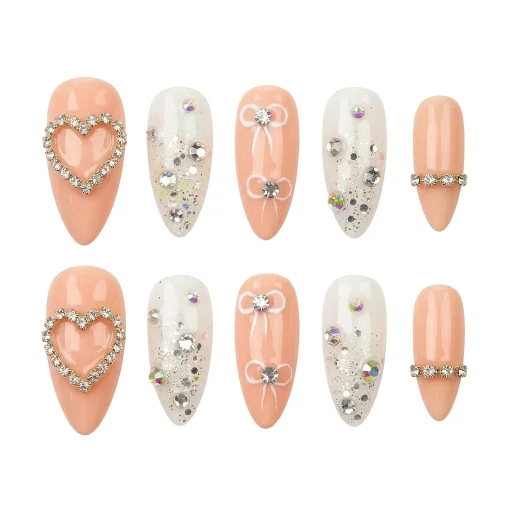Press-on Nails Wholesale $7.90 Glamour Hearts by Yabe Vietnam