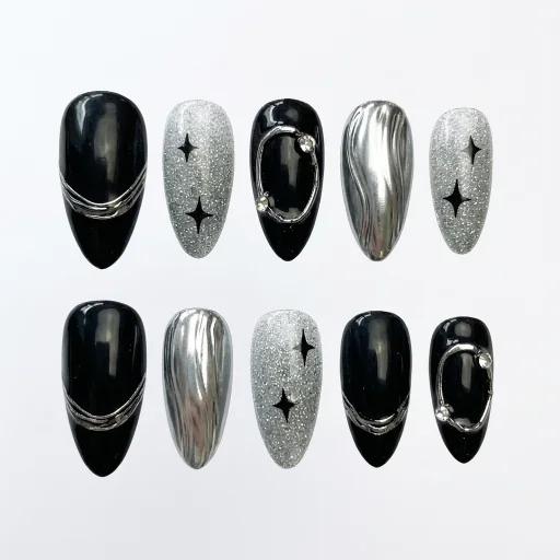 Press-on Nails Wholesale $7.90 Lunar Silver by Yabe Vietnam
