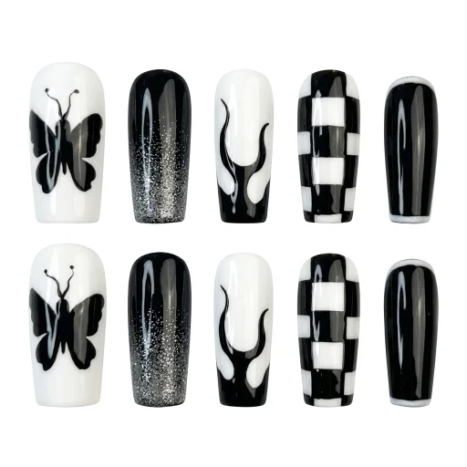 Press-on Nails Wholesale $7.90 Monochrome Magic by Yabe Vietnam
