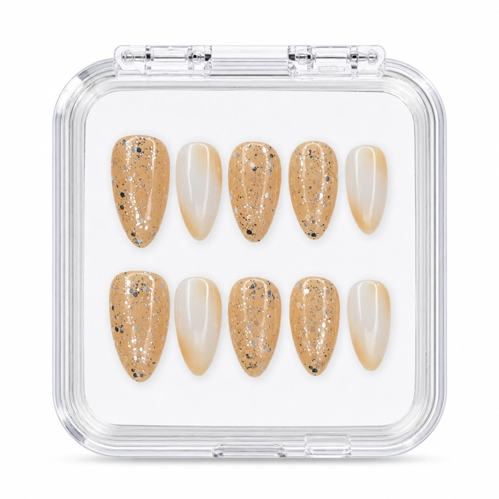 Press-on Nails Wholesale $6.90 Golden Sparkle Stiletto by Yabe Vietnam