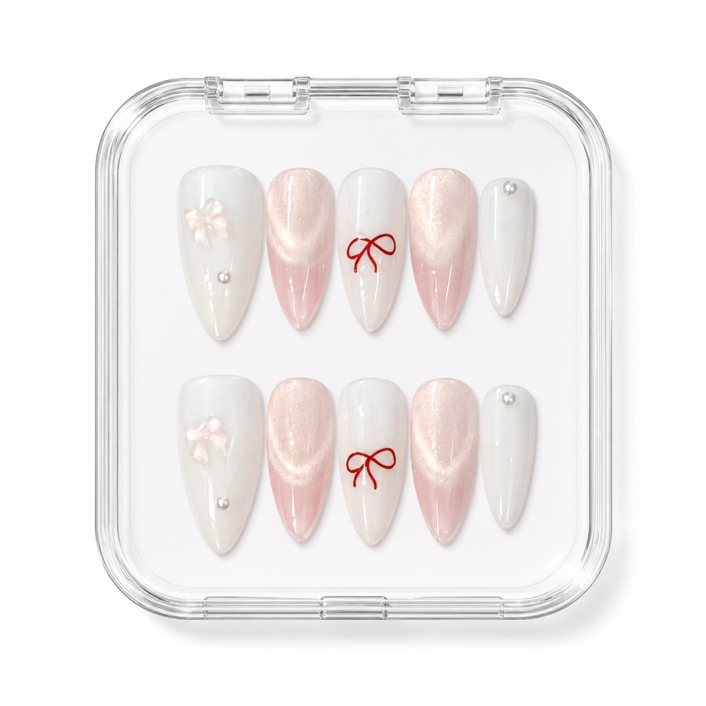 Press-on Nails Wholesale $6.90 Blush Bow Glamour by Yabe Vietnam