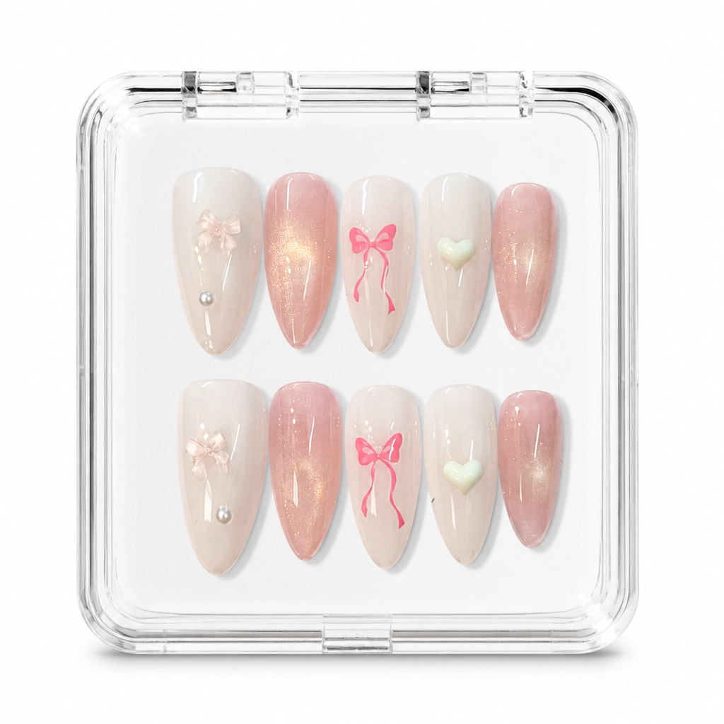 Press-on Nails Wholesale $6.90 Bow Romance Almond by Yabe Vietnam