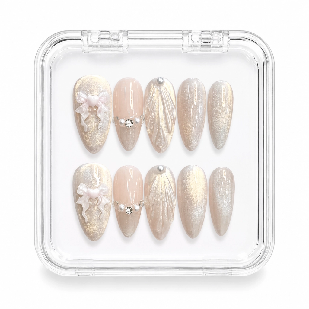 Press-on Nails Wholesale $6.90 Nude Champagne Sparkle by Yabe Vietnam