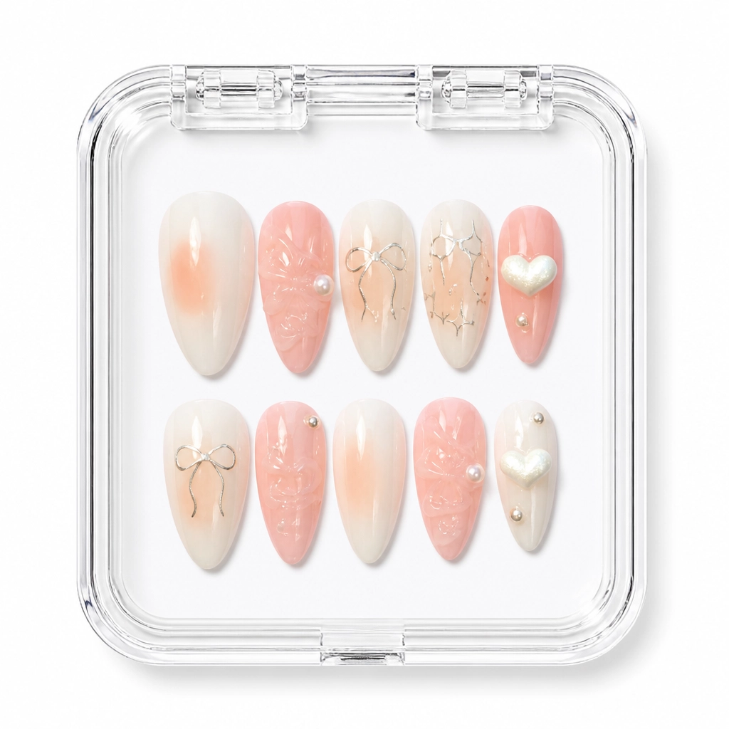 Press-on Nails Wholesale $6.90 Coral Sparkle by Yabe Vietnam