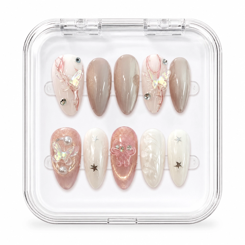 Press-on Nails Wholesale $6.90 Nude Rose Garden by Yabe Vietnam