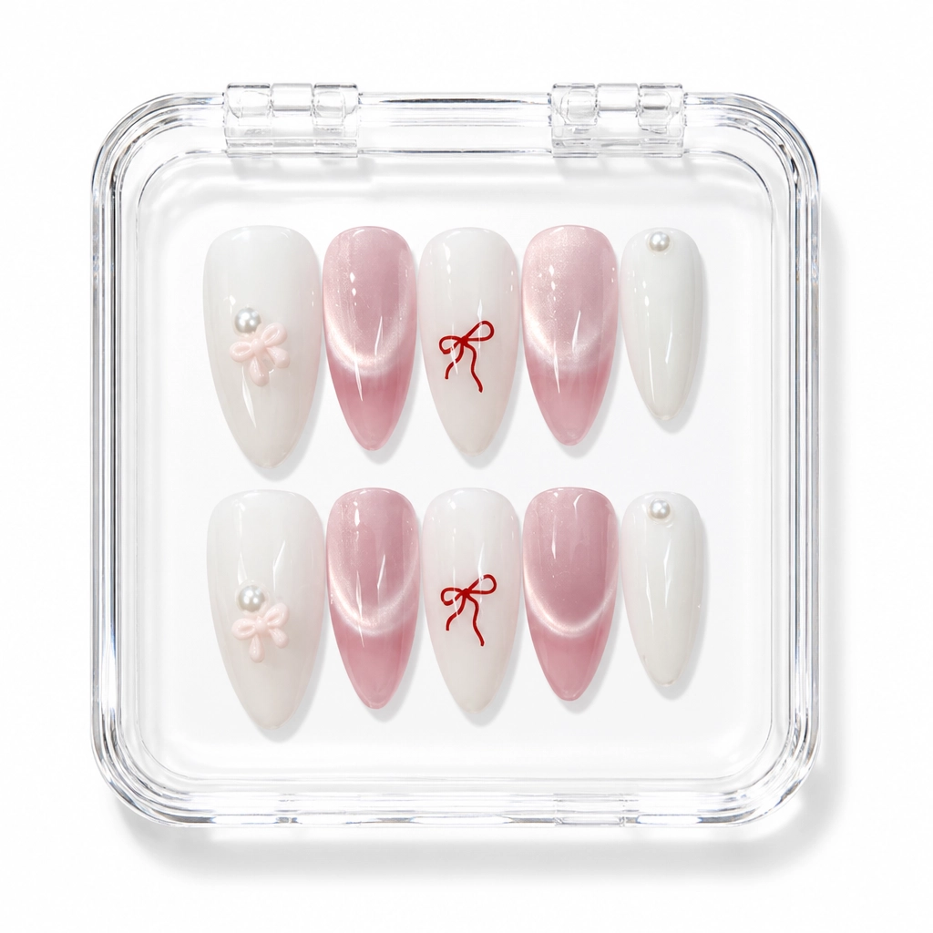 Press-on Nails Wholesale $6.90 Bow Elegance by Yabe Vietnam