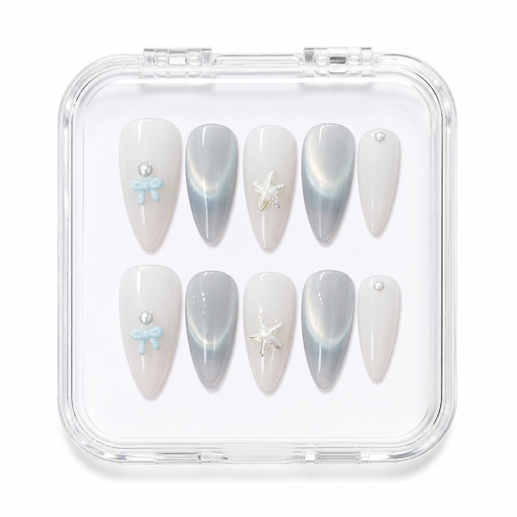 Press-on Nails Wholesale $6.90 Grey Stellar Shimmer by Yabe Vietnam