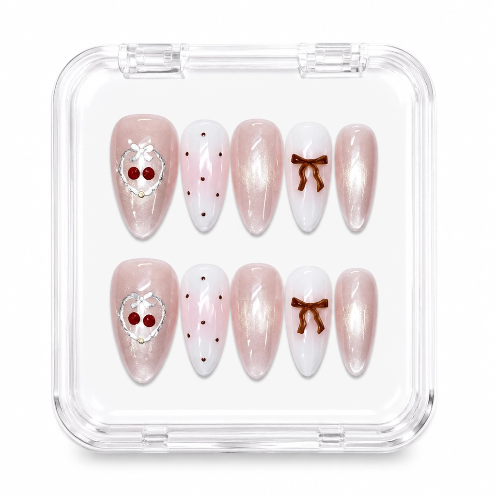Press-on Nails Wholesale $6.90 Satin Rose Elegance by Yabe Vietnam