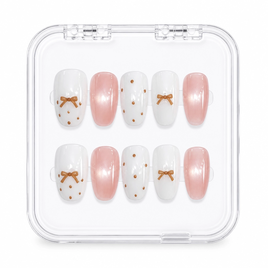Press-on Nails Wholesale $6.90 Teddy Bow Bliss by Yabe Vietnam
