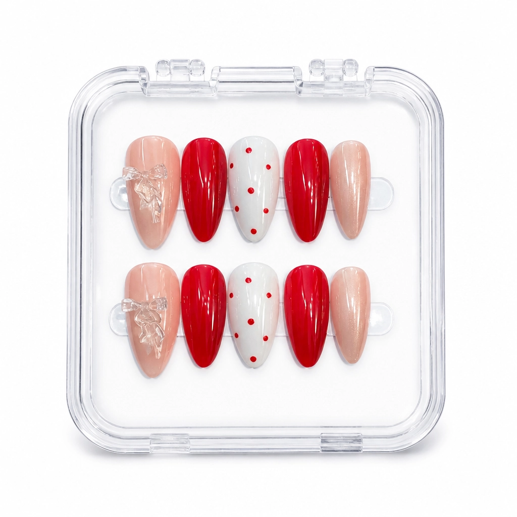 Press-on Nails Wholesale $6.90 Crimson Sparkle by Yabe Vietnam