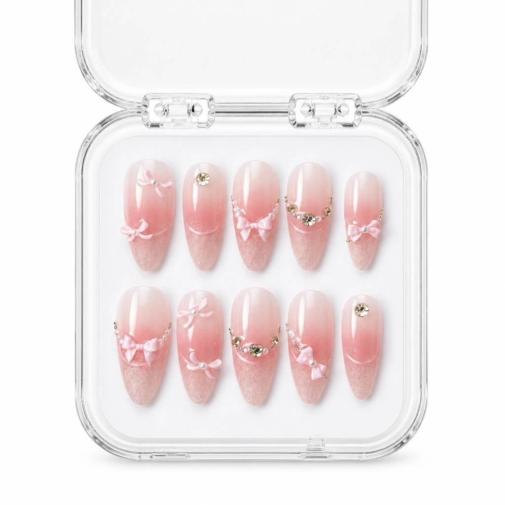 Press-on Nails Wholesale $6.90 Blushing Bow Belle by Yabe Vietnam