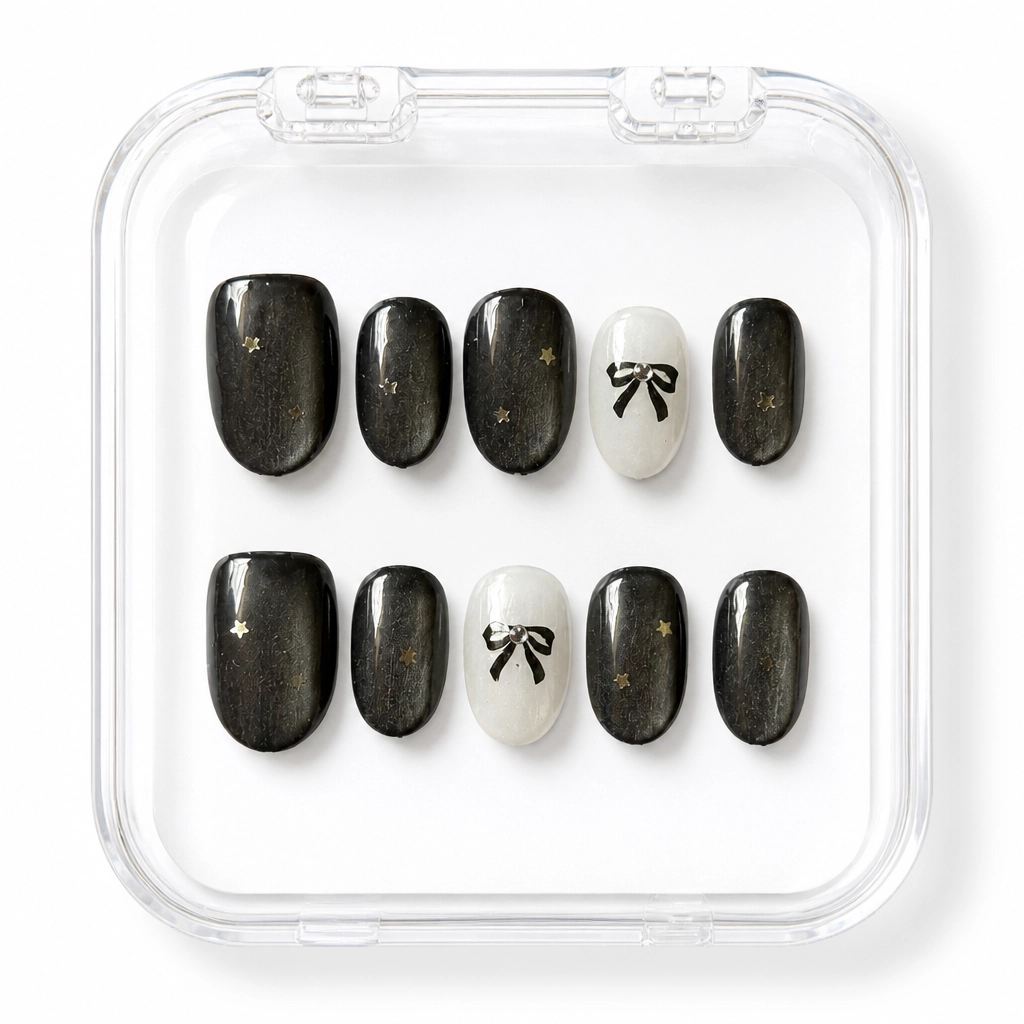 Press-on Nails Wholesale $6.90 Midnight Bow Galaxy by Yabe Vietnam