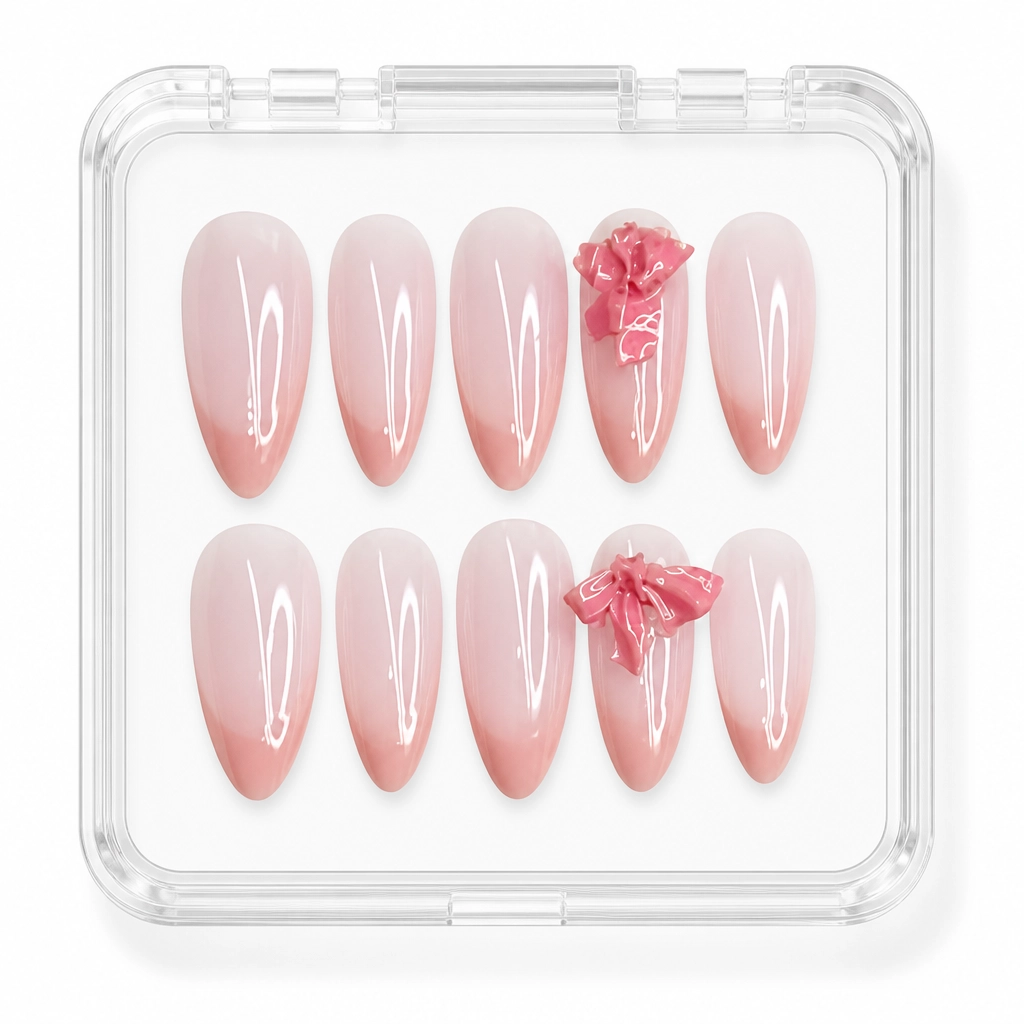 Press-on Nails Wholesale $6.90 Blush Bow Kiss by Yabe Vietnam