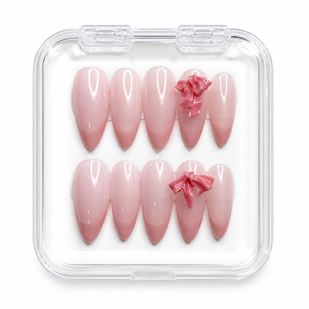 Press-on Nails Wholesale $6.90 Blush Bow Romance by Yabe Vietnam
