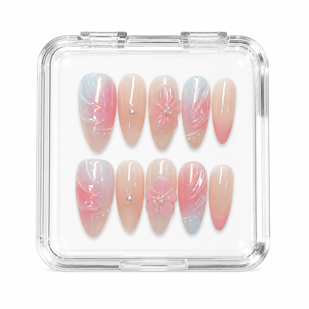 Press-on Nails Wholesale $6.90 Peach Blossom Glow by Yabe Vietnam