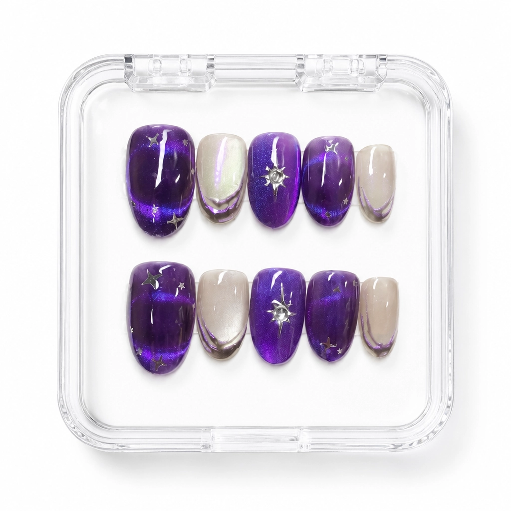 Press-on Nails Wholesale $6.90 Violet Galaxy by Yabe Vietnam