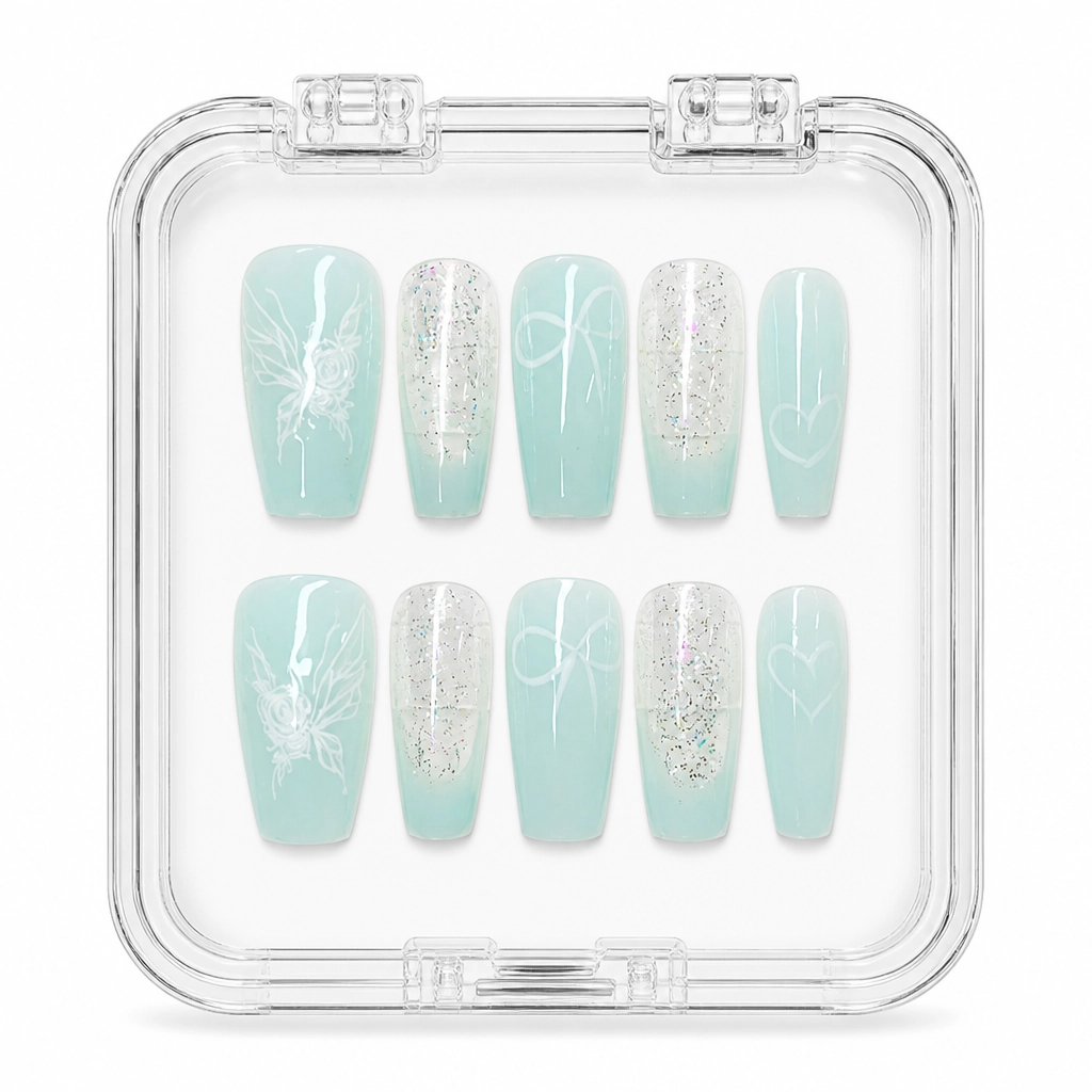 Press-on Nails Wholesale $6.90 Mint Rose Dream by Yabe Vietnam