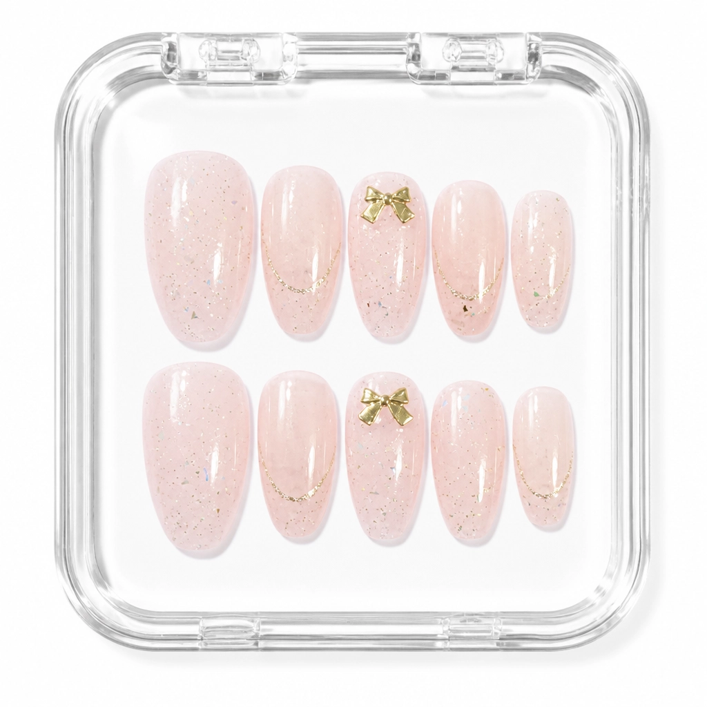 Press-on Nails Wholesale $6.90 Gilded Bow Bliss by Yabe Vietnam