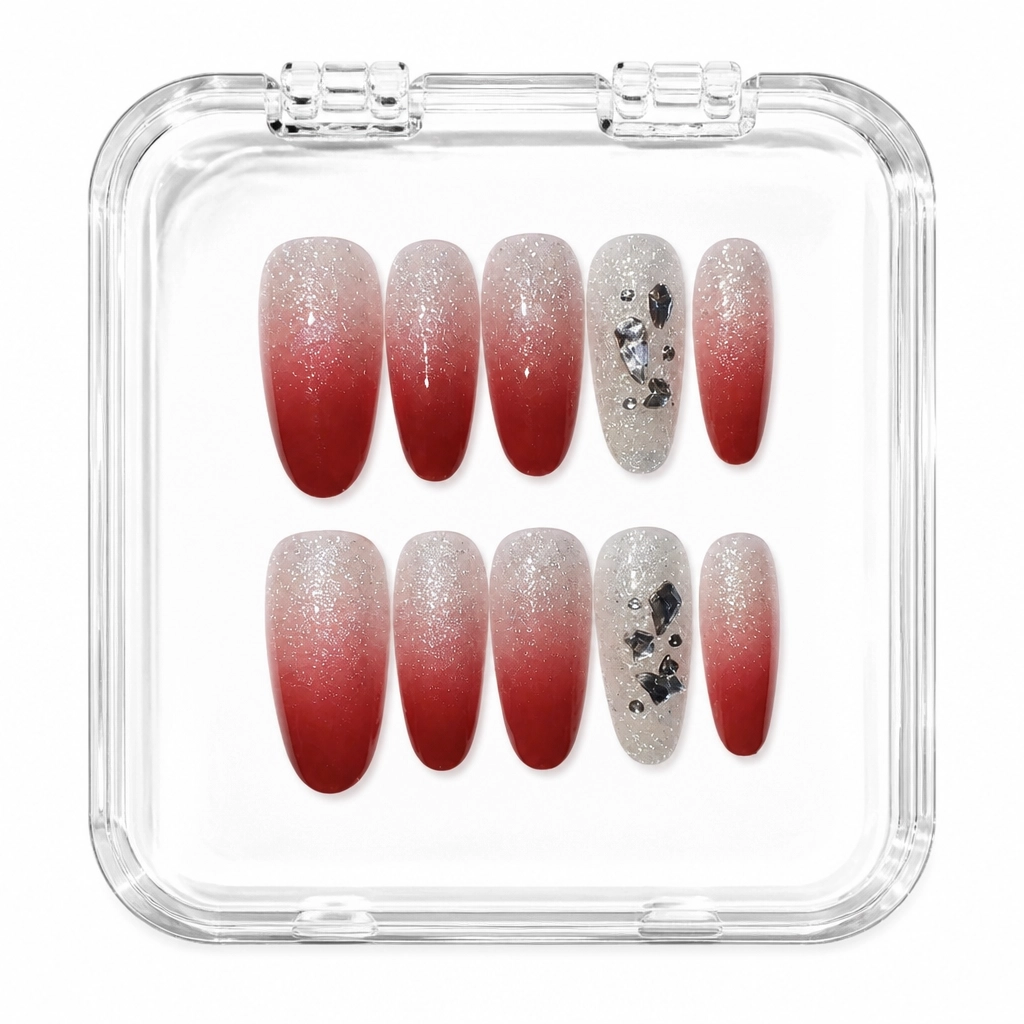 Press-on Nails Wholesale $6.90 Crimson Frost Luxe by Yabe Vietnam