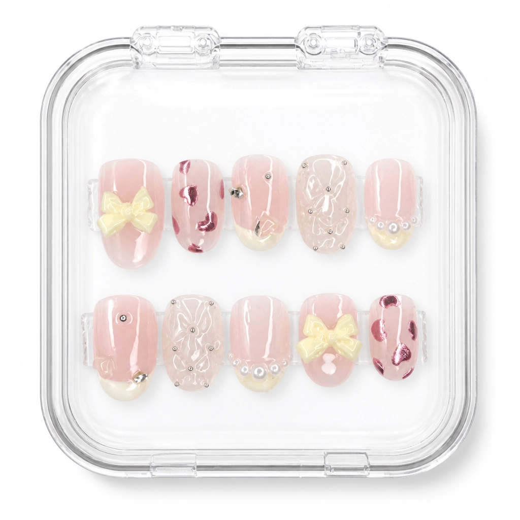 Press-on Nails Wholesale $7.90 Blush Ribbon Elegance by Yabe Vietnam