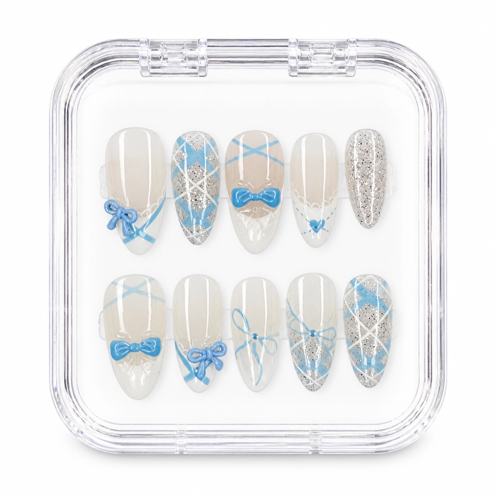 Press-on Nails Wholesale $7.90 Celestial Bow Elegance by Yabe Vietnam