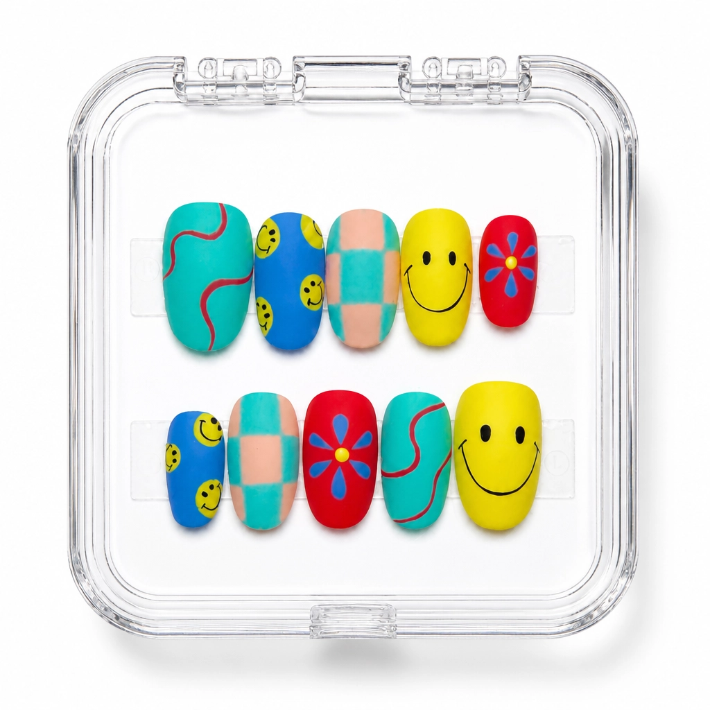 Press-on Nails Wholesale $7.90 Retro Smiley Mix by Yabe Vietnam