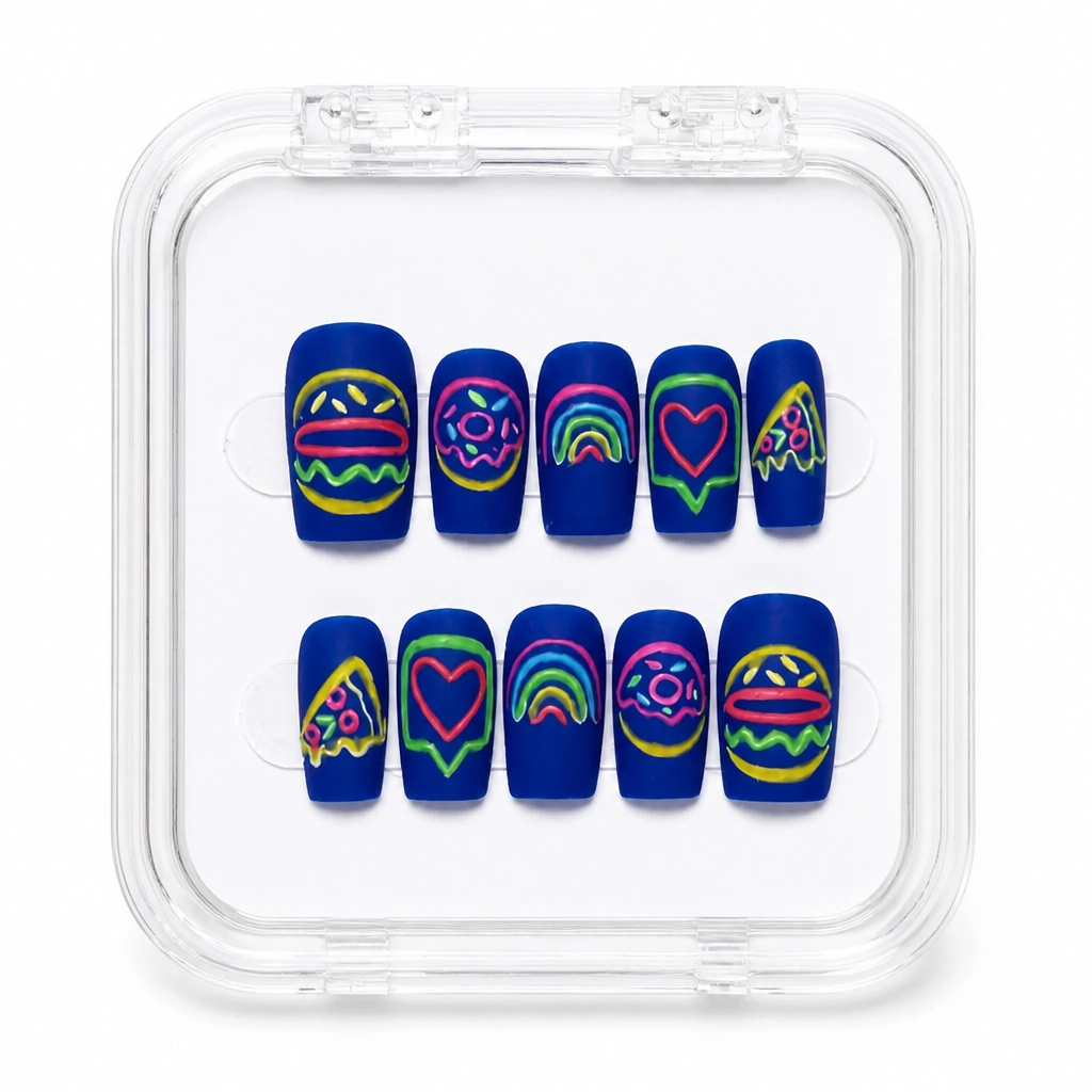 Press-on Nails Wholesale $7.90 Neon Heartbeat by Yabe Vietnam