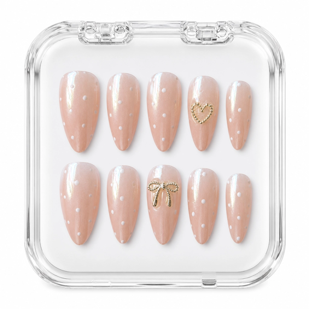 Press-on Nails Wholesale $7.90 Golden Heart Charm by Yabe Vietnam