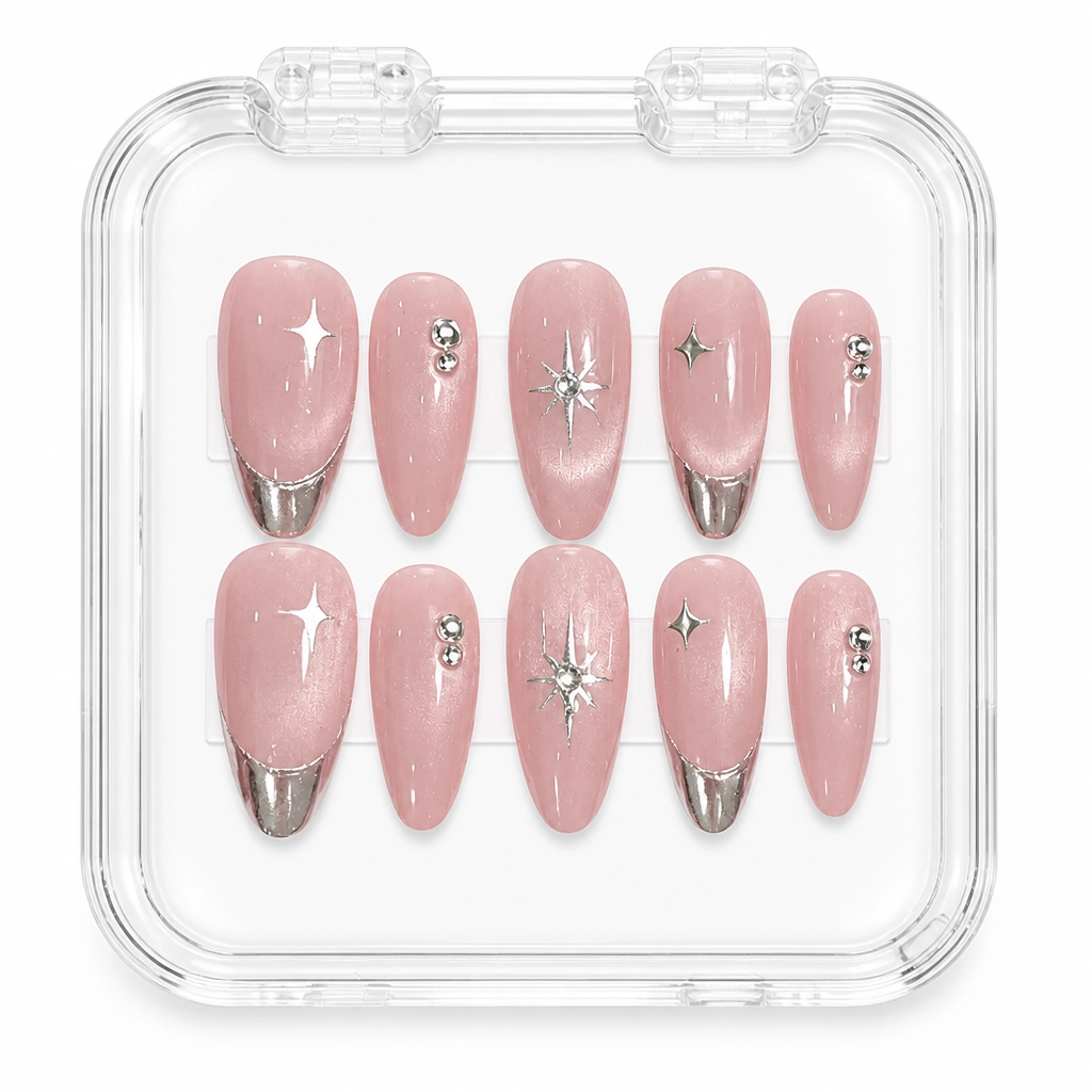 Press-on Nails Wholesale $7.90 Rose Stardust Glow by Yabe Vietnam