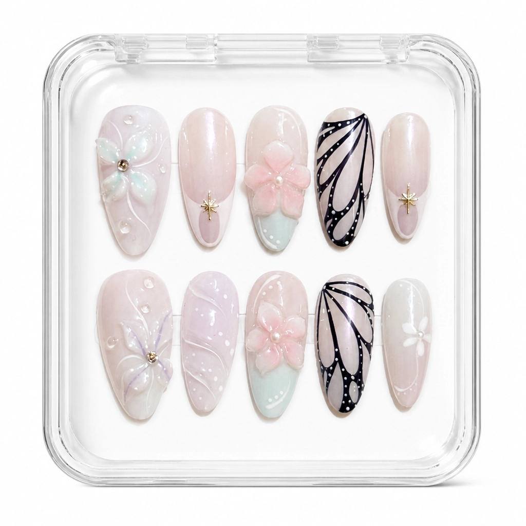 Press-on Nails Wholesale $7.90 Butterfly Bloom by Yabe Vietnam