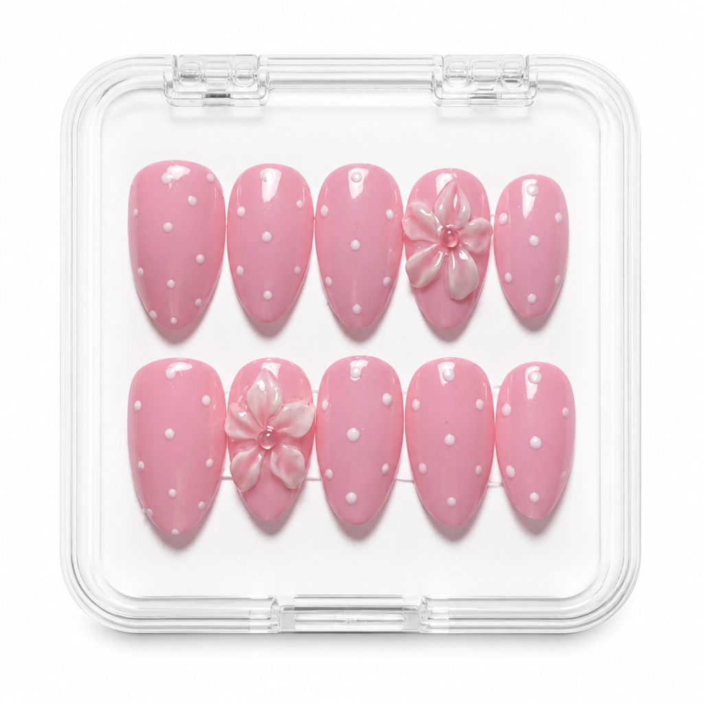 Press-on Nails Wholesale $7.90 Floral Dots by Yabe Vietnam