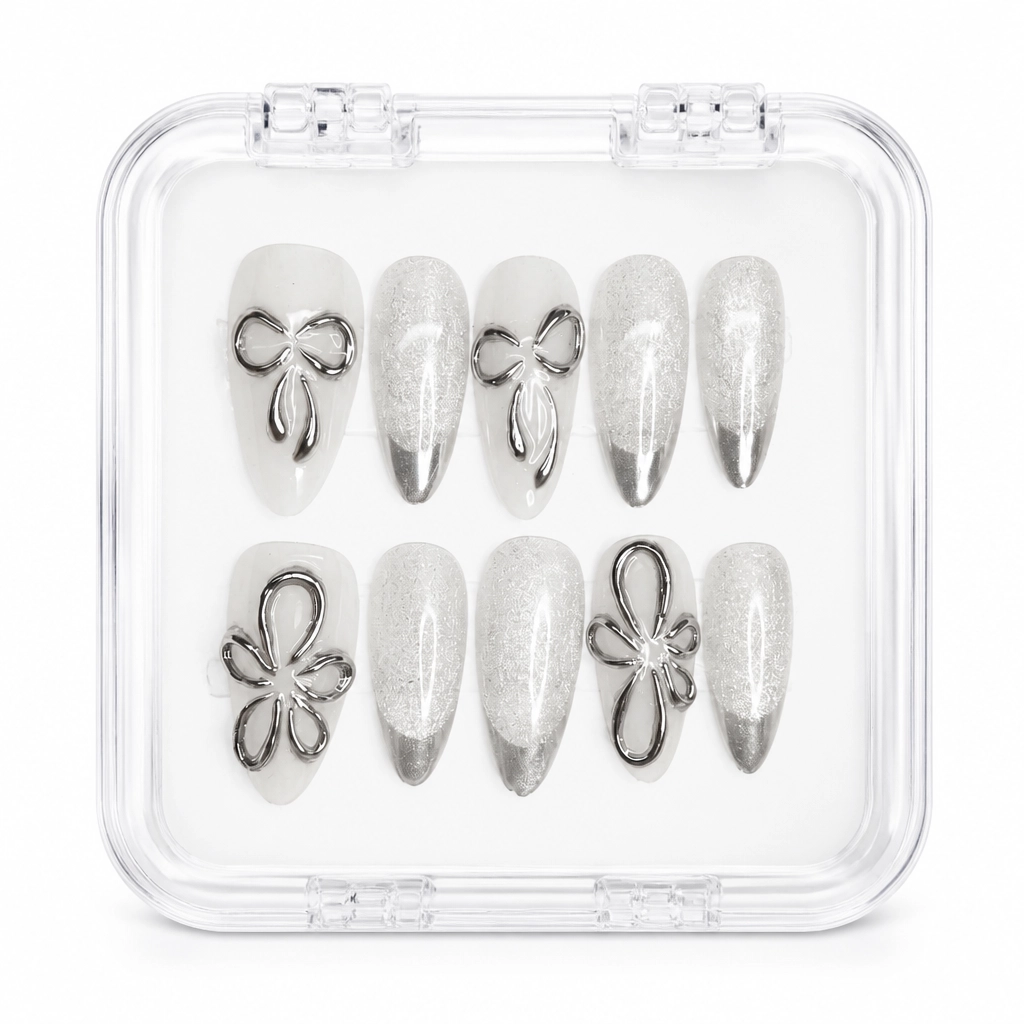 Press-on Nails Wholesale $7.90 Silver Petal Charm by Yabe Vietnam