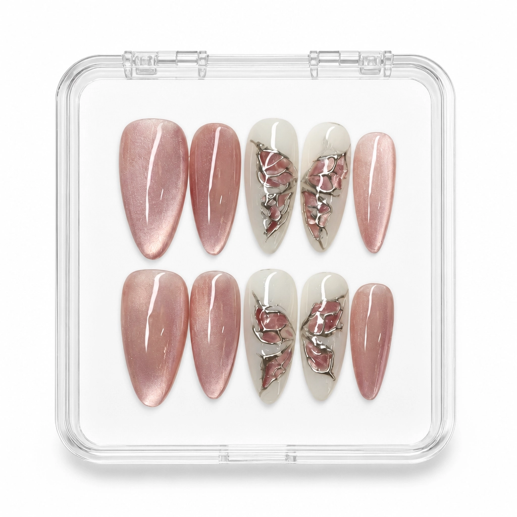 Press-on Nails Wholesale $7.90 Rose Butterfly by Yabe Vietnam