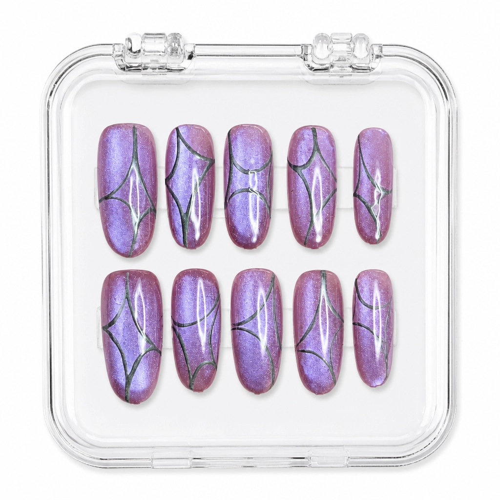 Press-on Nails Wholesale $7.90 Lavender Web Chrome by Yabe Vietnam