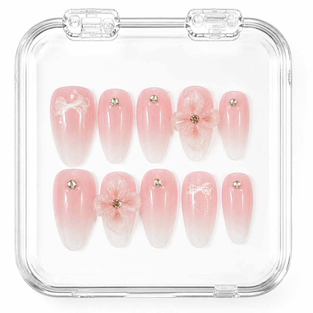 Press-on Nails Wholesale $7.90 Blossom Bow Garden by Yabe Vietnam