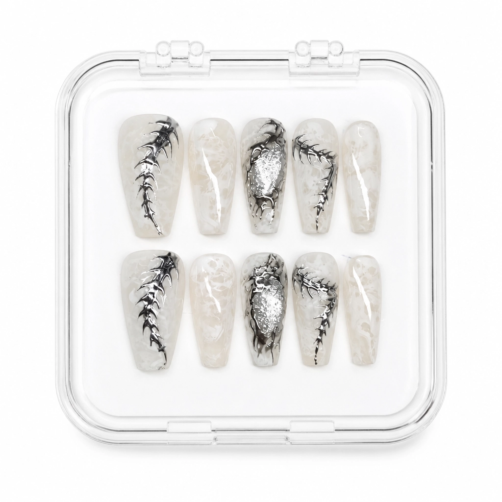 Press-on Nails Wholesale $7.90 Silver Spine by Yabe Vietnam