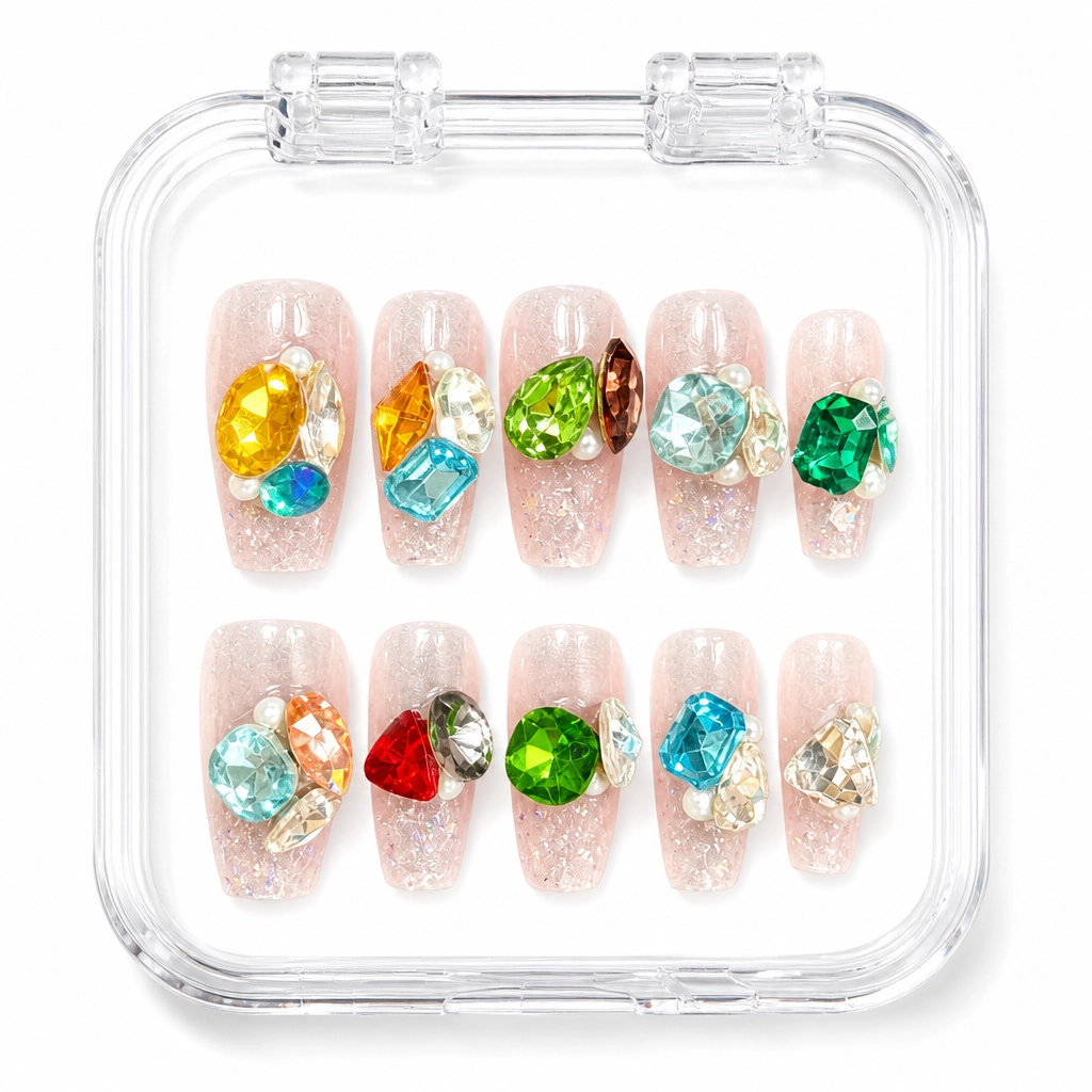 Press-on Nails Wholesale $7.90 Royalty Gem Coffin by Yabe Vietnam