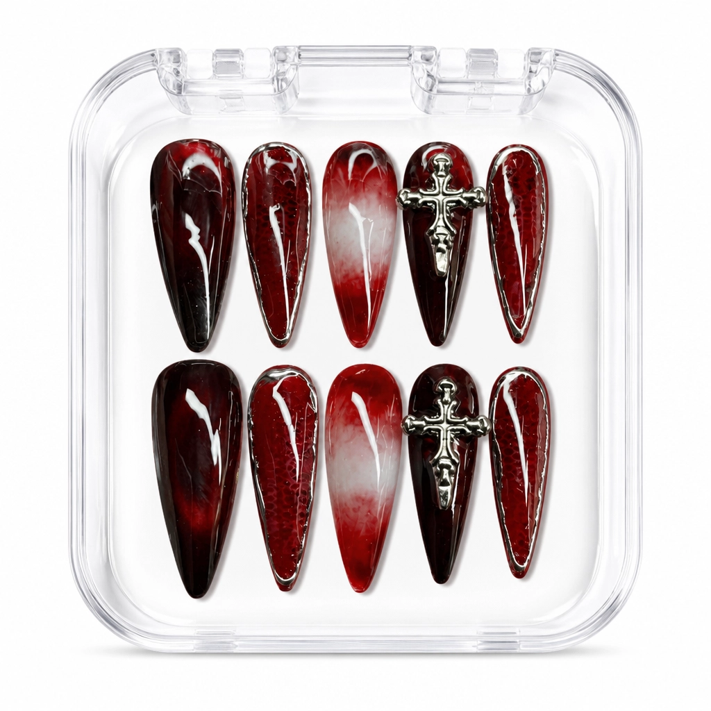 Press-on Nails Wholesale $7.90 Crimson Cross by Yabe Vietnam