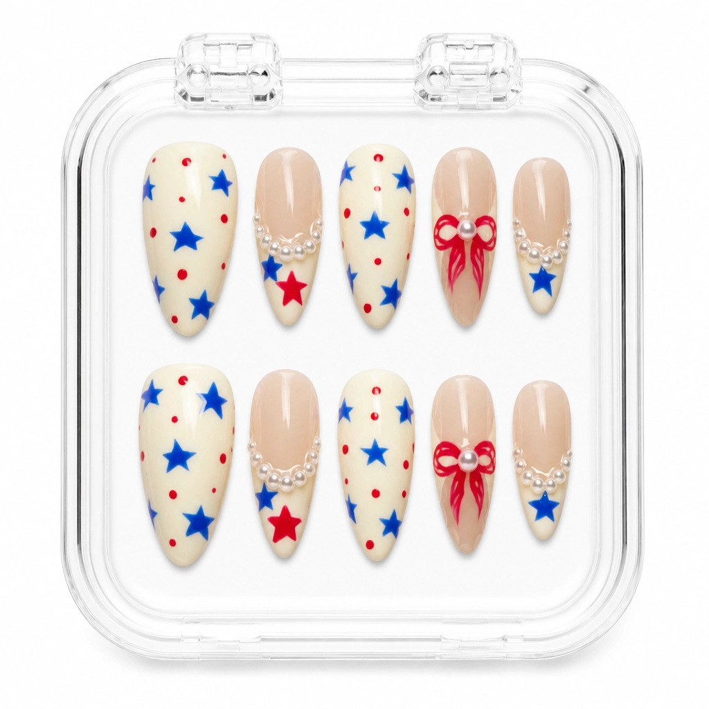 Press-on Nails Wholesale $7.90 Starry Bow Delight by Yabe Vietnam