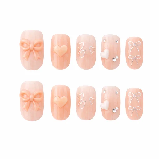 Press-on Nails Wholesale $7.90 Peach Charm by Yabe Vietnam