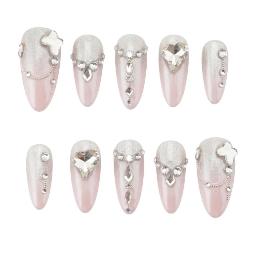 Press-on Nails Wholesale $7.90 Silver Romance by Yabe Vietnam