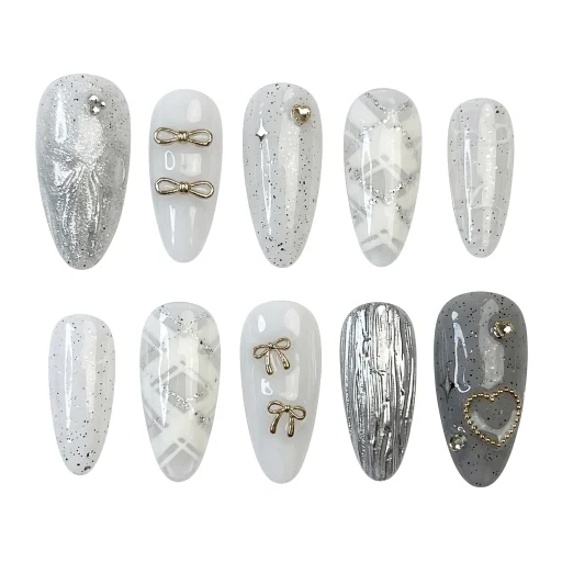 Press-on Nails Wholesale $7.90 Silver Twinkle by Yabe Vietnam