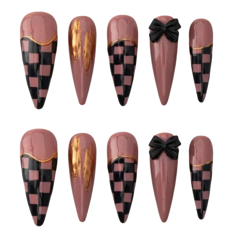 Press-on Nails Wholesale $7.90 Tuxedo Twirl by Yabe Vietnam