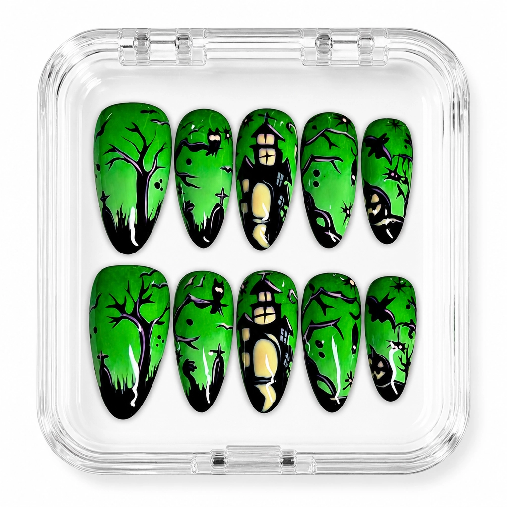 Spooky Green Nails